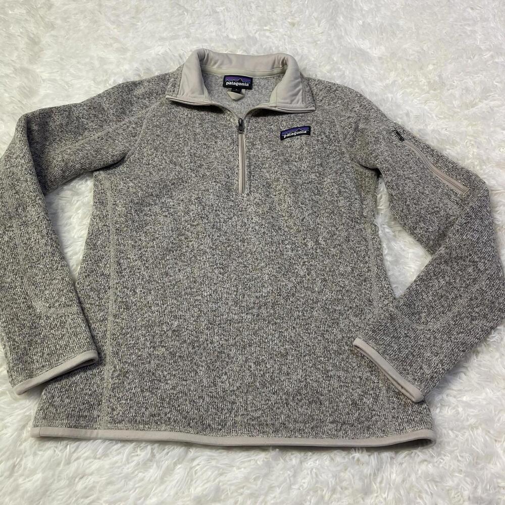Patagonia Better Sweater Womens Small Gray Tan 1/4 Zip Jacket Fleece Pullover